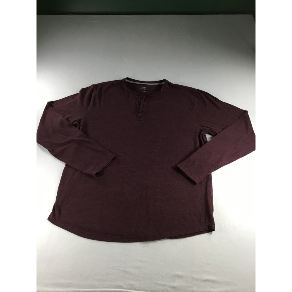 Old Navy Large Mens Henley Shirt Purple Heather Long Sleeve Soft Washed